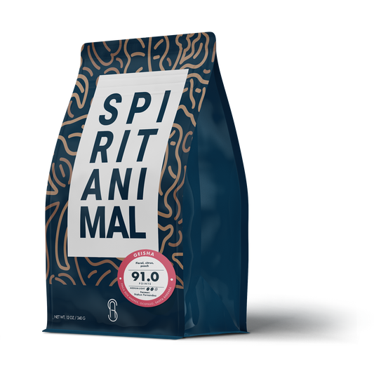 Bag of Honduran geisha coffee beans from Spirit Animal Coffee