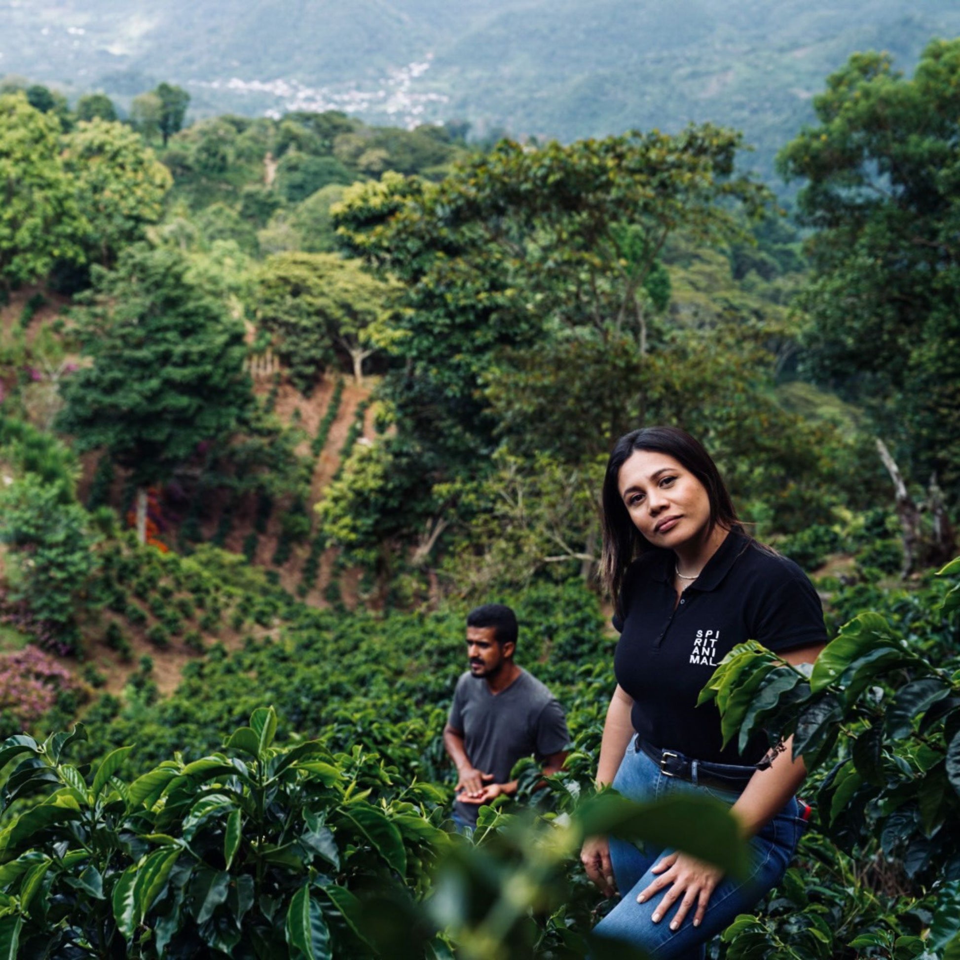 Kathya Irias, founder of Spirit Animal Coffee, visiting Finca Dos Andres where our geisha coffee is grown