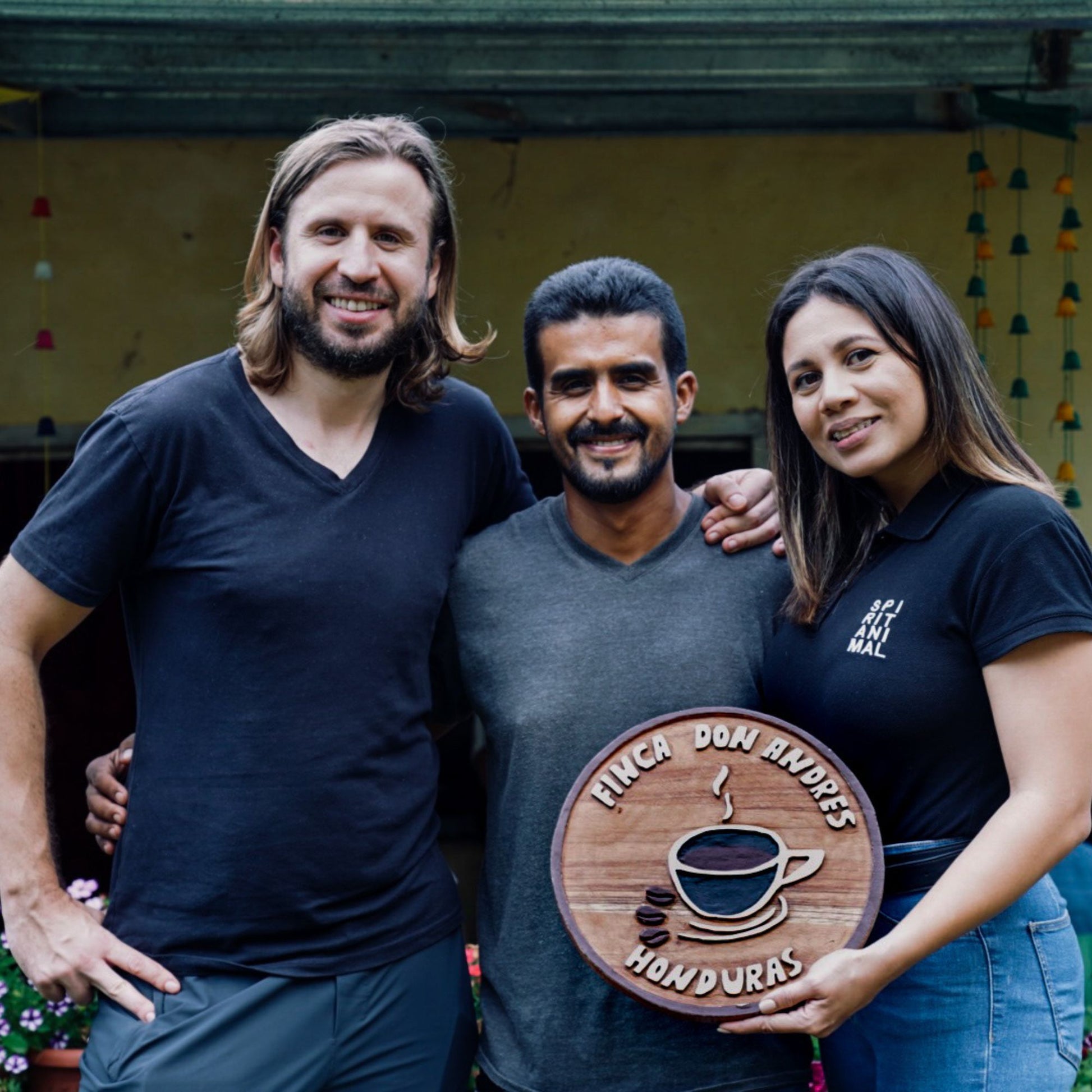 Kathya Irias and Paul Gromek, founders of Spirit Animal Coffee, visiting Finca Dos Andres where our geisha coffee is grown